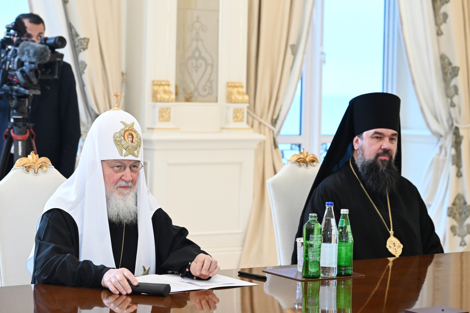Президент Азербайджана Ильхам Алиев и Первая леди Мехрибан Алиева встретились с Патриархом Московским и всея Руси Кириллом (ФОТО/ВИДЕО)