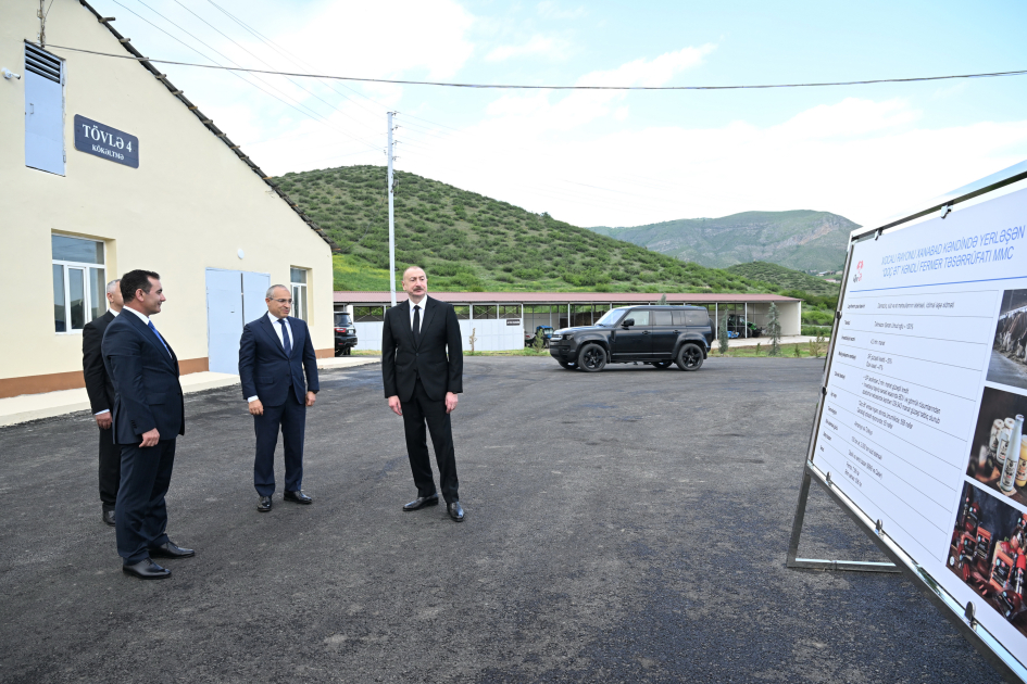 Президент Ильхам Алиев принял участие в открытии животноводческого комплекса ООО Крестьянско-фермерское хозяйство Qoç Ət на территории села Ханабад Ходжалинского района (ФОТО/ВИДЕО)