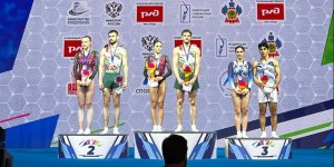 На международном турнире по батутной гимнастике азербайджанские гимнасты завоевали две медали (ФОТО)