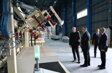 Президент Ильхам Алиев принял участие в открытии предприятия по производству строительных материалов в Геранбое (ФОТО)