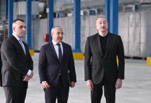 Президент Ильхам Алиев принял участие в открытии предприятия по производству строительных материалов в Геранбое (ФОТО)