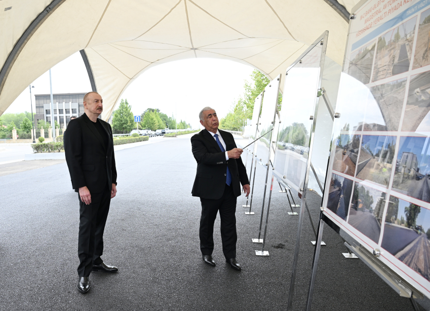 President Ilham Aliyev views work carried out on Baku–Alat–Gazakh–Georgia state border highway (PHOTO/VIDEO)