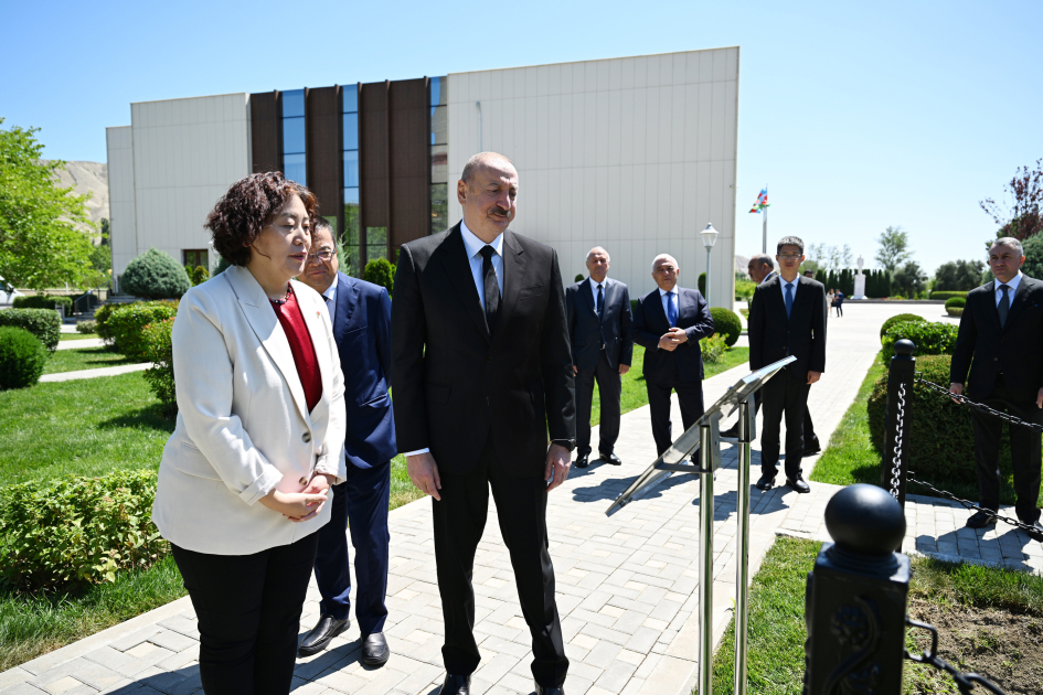 Президент Ильхам Алиев посмотрел участок, куда упала ракета, выпущенная Арменией по ТЭС "Азербайджан" во время Отечественной войны (ФОТО)