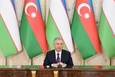 Президент Ильхам Алиев и Президент Шавкат Мирзиёев выступили с заявлениями для прессы (ФОТО/ВИДЕО)