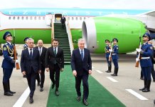Президент Узбекистана Шавкат Мирзиёев прибыл  в Физулинский район (ФОТО)