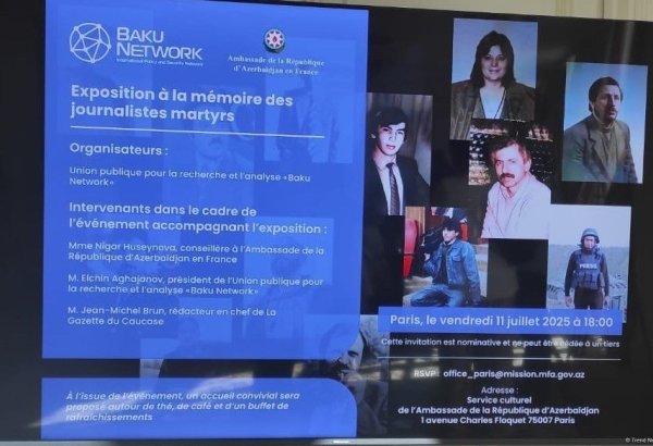 Azerbaijan’s Embassy in France releases footage from exhibition commemorating journalists lost to Armenian aggression (PHOTO/VIDEO)