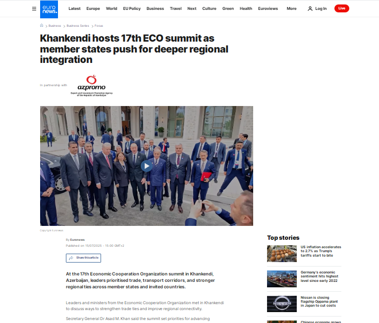 Euronews covers key takeaways from 17th ECO summit in Khankendi