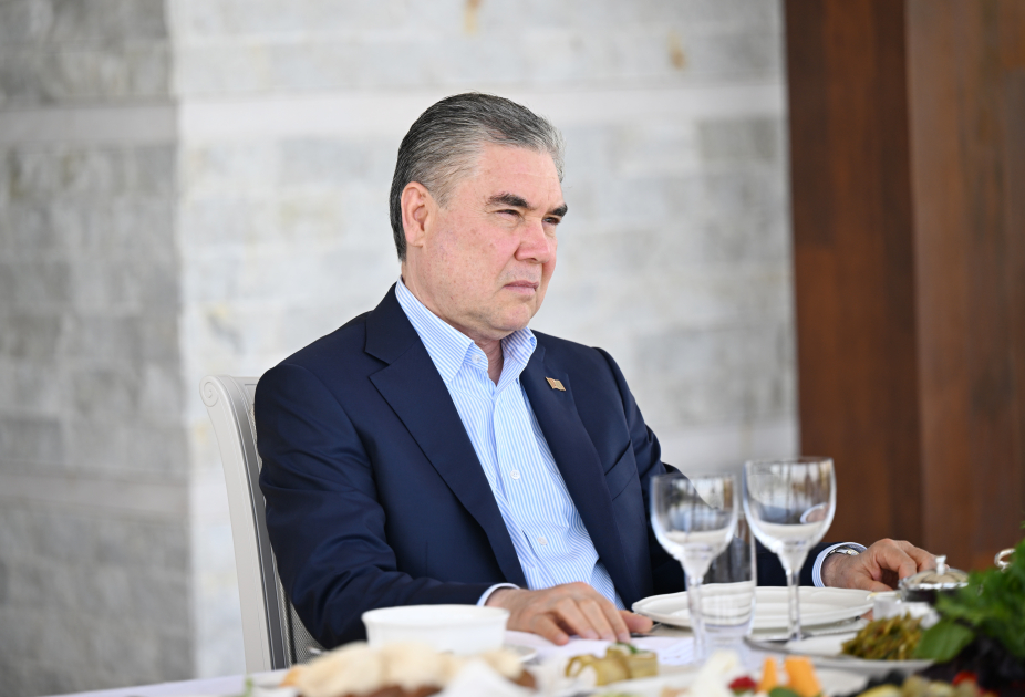 President Ilham Aliyev, Chairman of Halk Maslahaty of Turkmenistan have joint lunch in Shusha (PHOTO)