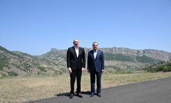 President Ilham Aliyev and Gurbanguly Berdimuhamedov posed for photo against backdrop of Dashalty village in Shusha district (PHOTO/VIDEO)