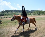 President Ilham Aliyev presents Karabakh horse named “Dostlug” to Chairman of Turkmenistan’s Halk Maslahaty at Jidir Duzu plain (PHOTO)