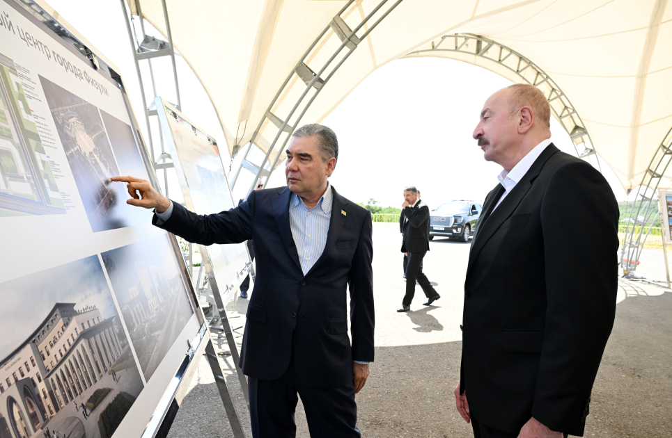 President Ilham Aliyev, Gurbanguly Berdimuhamedov visit destroyed areas of Fuzuli city (PHOTO)