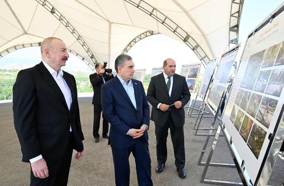 President Ilham Aliyev, Gurbanguly Berdimuhamedov visit destroyed areas of Fuzuli city (PHOTO)
