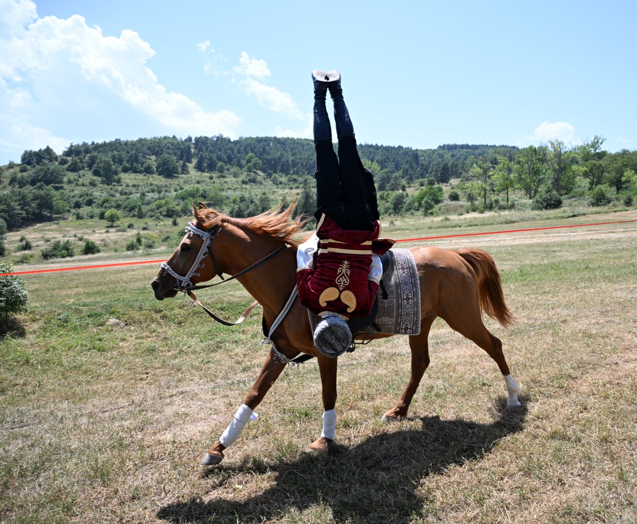 President Ilham Aliyev presents Karabakh horse named “Dostlug” to Chairman of Turkmenistan’s Halk Maslahaty at Jidir Duzu plain (PHOTO)