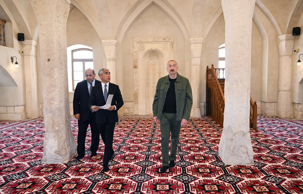 President Ilham Aliyev attends inauguration of restored historic mosque building in Aghdam’s Giyasly village (PHOTO)