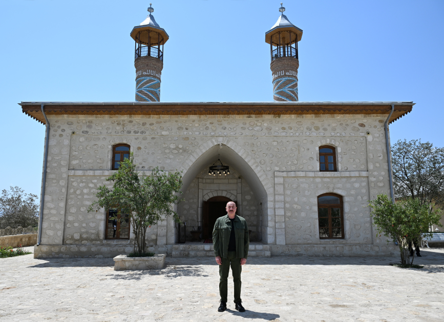President Ilham Aliyev attends inauguration of restored historic mosque building in Aghdam’s Giyasly village (PHOTO)