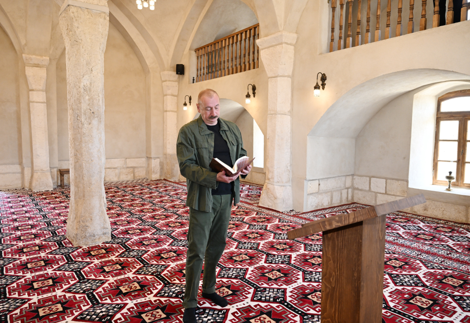 President Ilham Aliyev attends inauguration of restored historic mosque building in Aghdam’s Giyasly village (PHOTO)