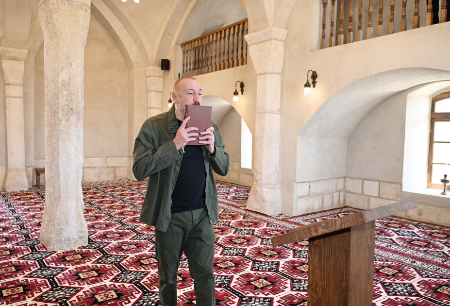 President Ilham Aliyev attends inauguration of restored historic mosque building in Aghdam’s Giyasly village (PHOTO)