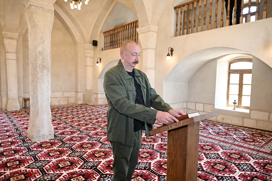 President Ilham Aliyev attends inauguration of restored historic mosque building in Aghdam’s Giyasly village (PHOTO)