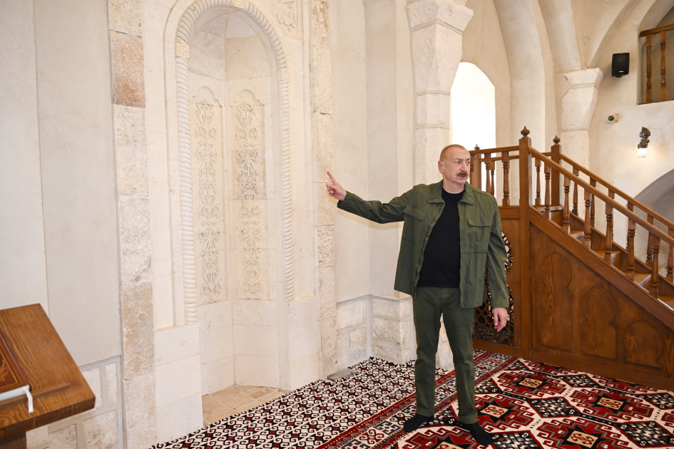 President Ilham Aliyev attends inauguration of restored historic mosque building in Aghdam’s Giyasly village (PHOTO)