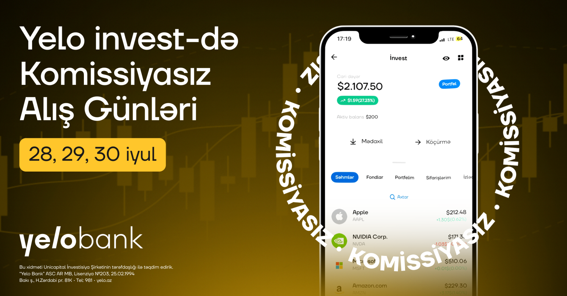 “Commission-free purchase days” have begun at Yelo Invest!