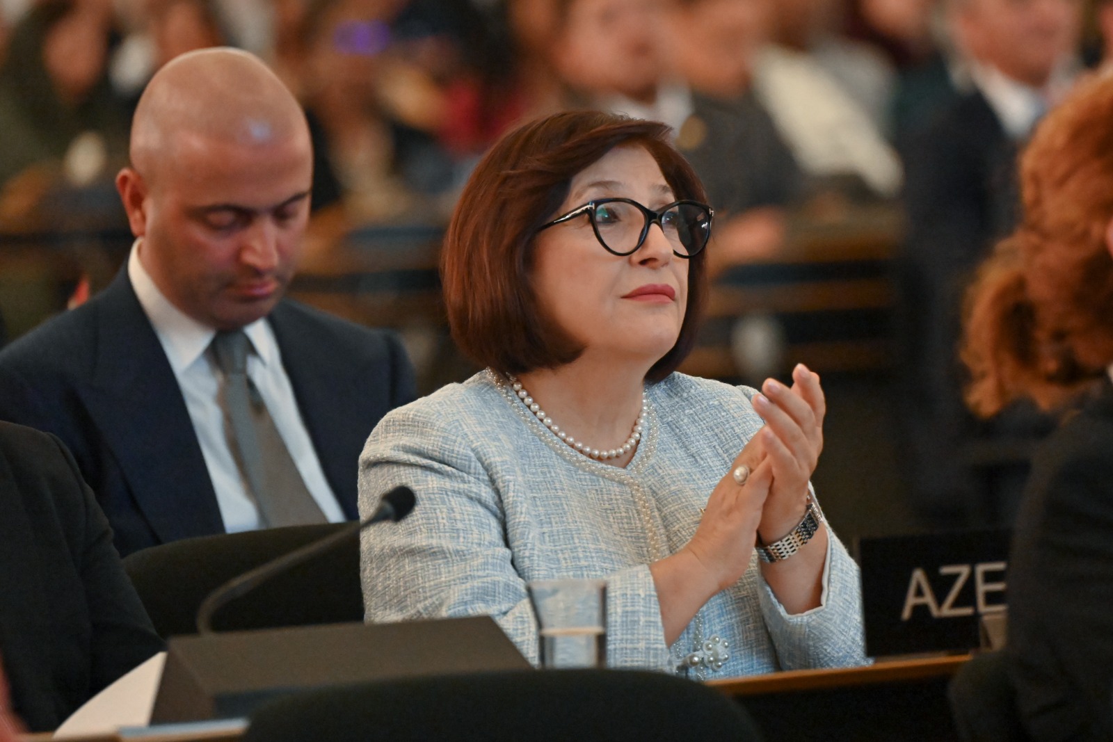 Azerbaijani parliament speaker addresses 6th World Conference (PHOTO)