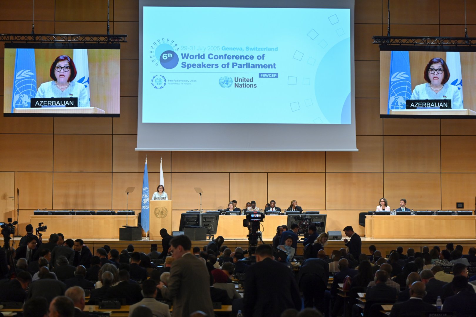 Azerbaijani parliament speaker addresses 6th World Conference (PHOTO)
