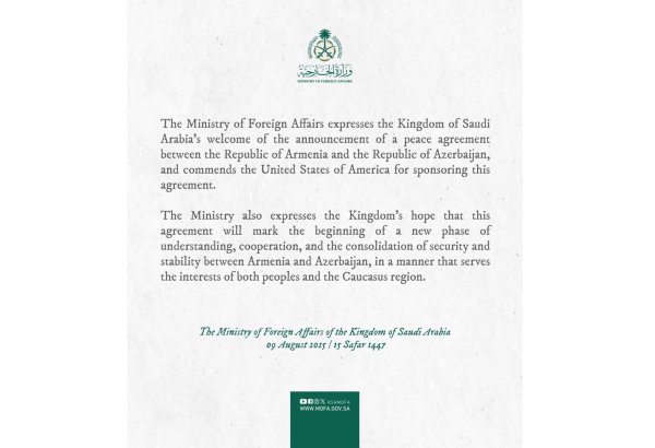 Saudi Arabia welcomes peace agreement between Armenia, Azerbaijan