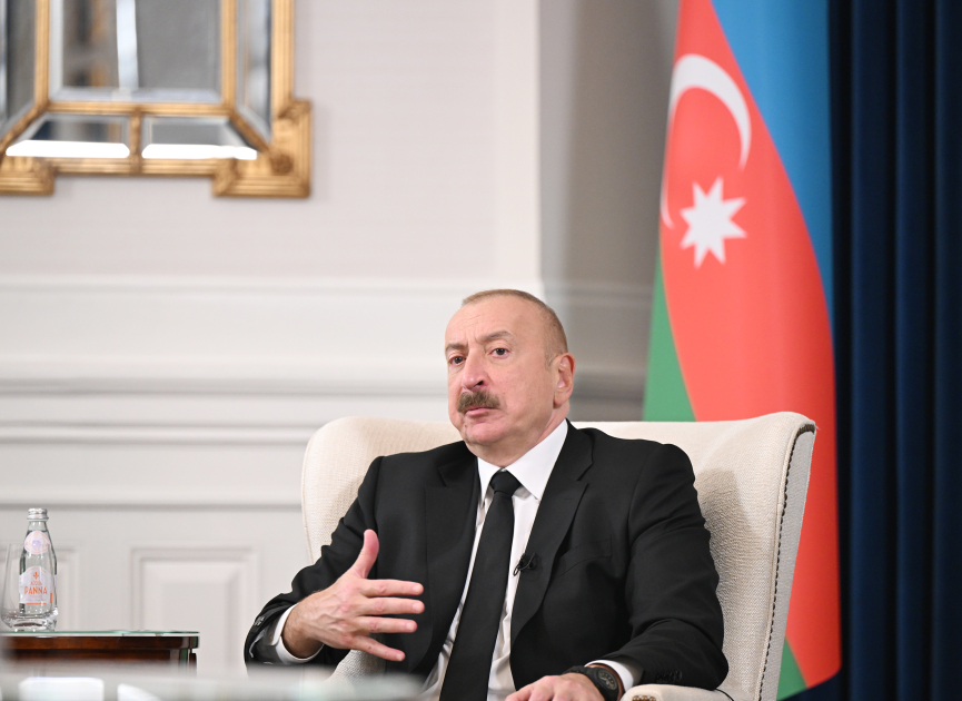 President Ilham Aliyev gives interview to Azerbaijani media representatives in Washington (PHOTO/VIDEO)