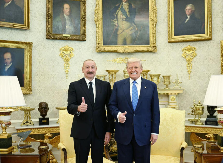 First Vice President Mehriban Aliyeva maskes post on President Ilham Aliyev's meeting with Donald Trump and Nikol Pashinyan in Washington (PHOTO)