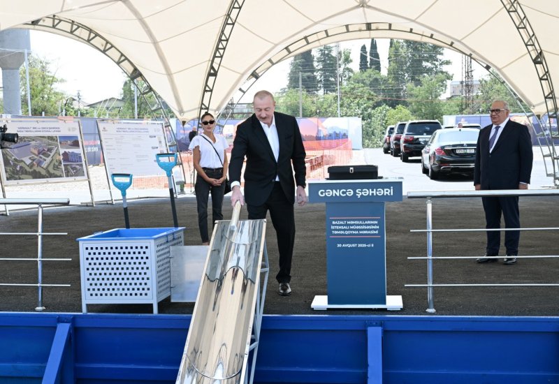 President Ilham Aliyev, First Lady Mehriban Aliyeva attend groundbreaking ceremony for basalt products manufacturing facility in Ganja (PHOTO)