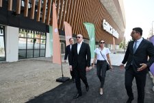 President Ilham Aliyev, First Lady Mehriban Aliyeva inspect construction progress at Ganja city stadium (PHOTO)