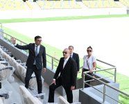 President Ilham Aliyev, First Lady Mehriban Aliyeva inspect construction progress at Ganja city stadium (PHOTO)