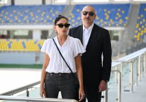 President Ilham Aliyev, First Lady Mehriban Aliyeva inspect construction progress at Ganja city stadium (PHOTO)