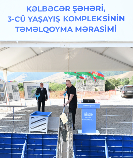 President Ilham Aliyev lays foundation stone for 3rd residential complex in Kalbajar (PHOTO/VIDEO)