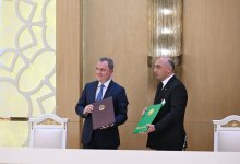 President Ilham Aliyev, Gurbanguly Berdimuhamedov, Shavkat Mirziyoyev attend document signing ceremony (PHOTO/VIDEO)