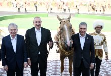 President Ilham Aliyev presented with Akhal-Teke horse (PHOTO/VIDEO)