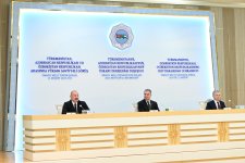 President Ilham Aliyev, Gurbanguly Berdimuhamedov, Shavkat Mirziyoyev make joint press statement in Turkmenbashi (PHOTO)