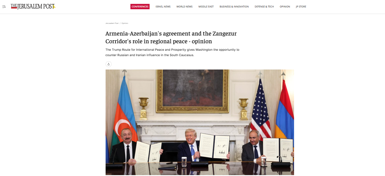 The Jerusalem Post covers strategic dialogue in Washington and Zangezur Corridor