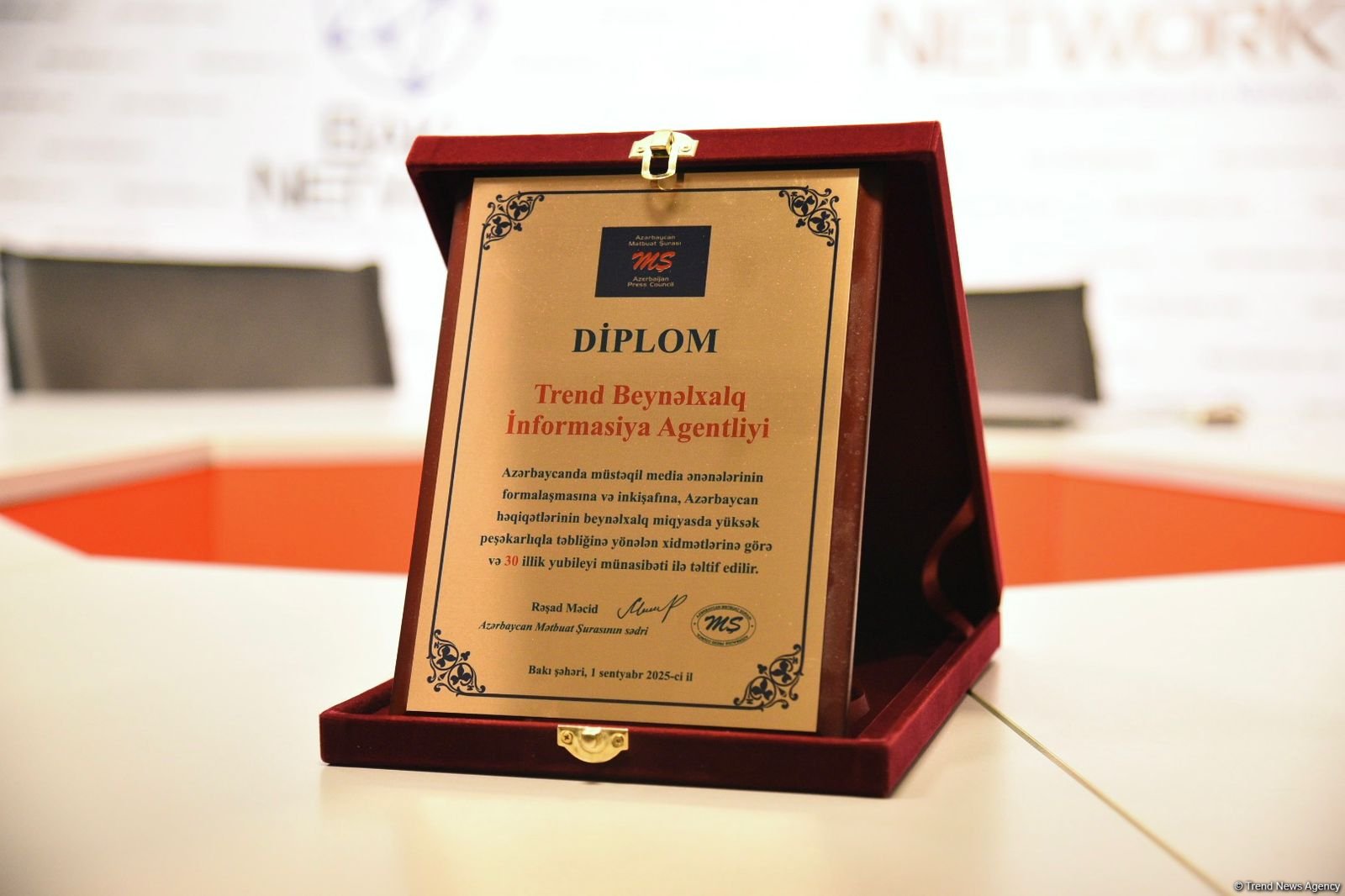 Azerbaijan's Press Council confers diploma upon Trend News Agency (PHOTO)