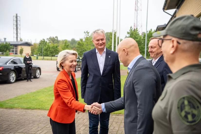 EU chief points out border defense while stopping by Lithuania