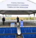 President Ilham Aliyev lays foundation stone for new Garakhanbeyli village in Fuzuli district (PHOTO)