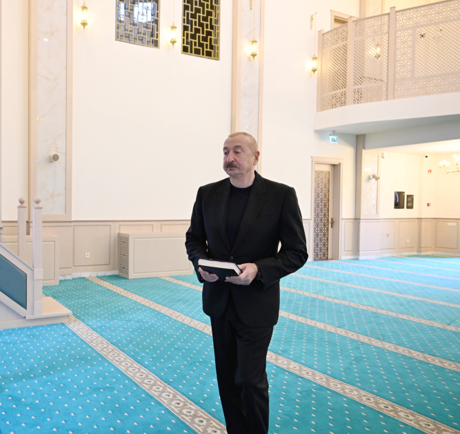 President Ilham Aliyev attends opening of mosque built in Hadrut settlement (PHOTO)