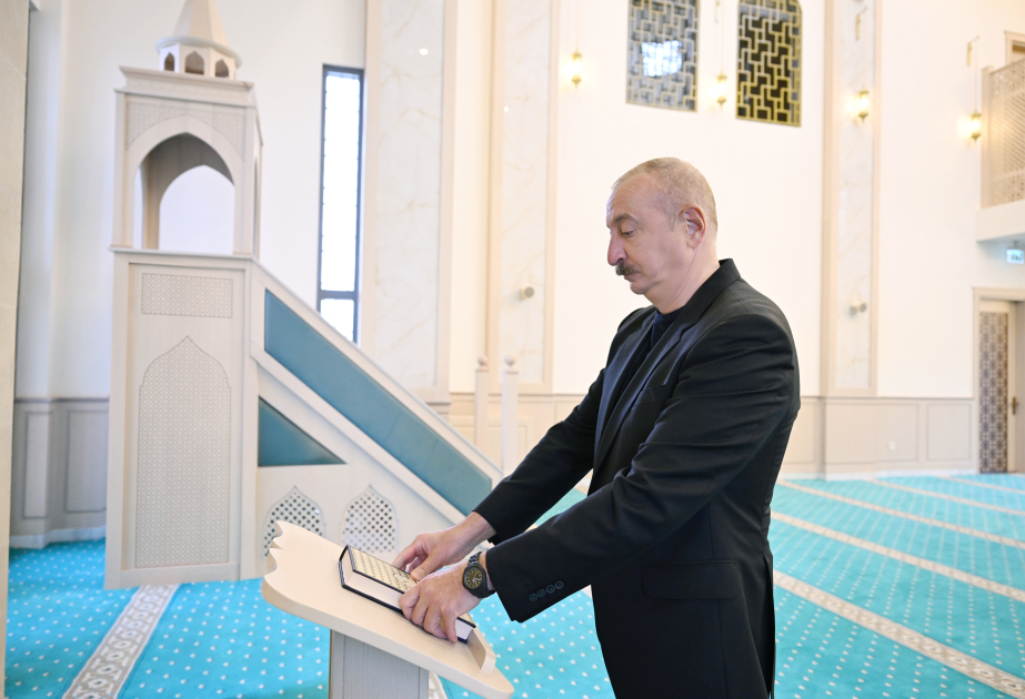 President Ilham Aliyev attends opening of mosque built in Hadrut settlement (PHOTO)