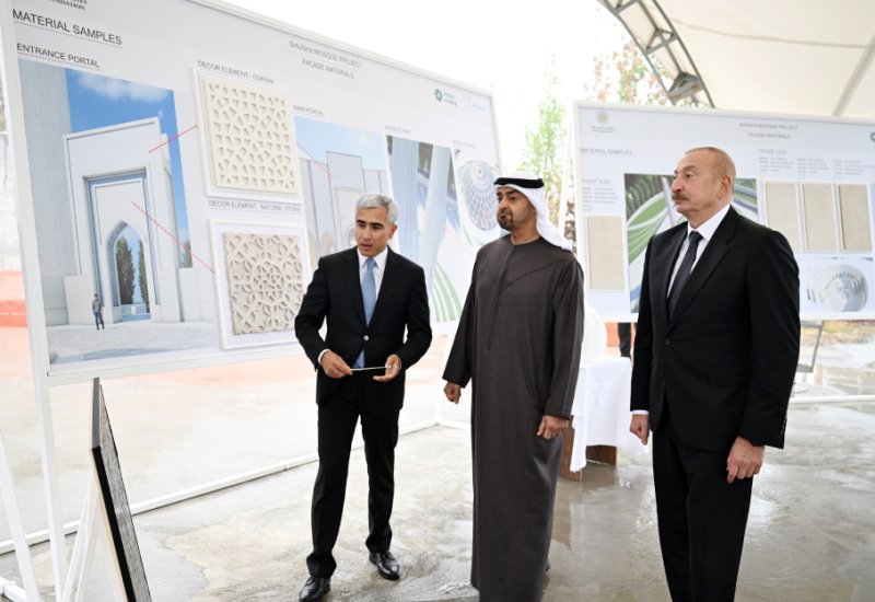 President Ilham Aliyev, UAE President review construction progress at New Shusha Mosque (PHOTO)