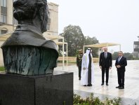 President Ilham Aliyev, UAE President view bullet-riddled monuments of prominent Azerbaijani figures in Shusha (PHOTO)