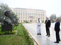 President Ilham Aliyev, UAE President view bullet-riddled monuments of prominent Azerbaijani figures in Shusha (PHOTO)