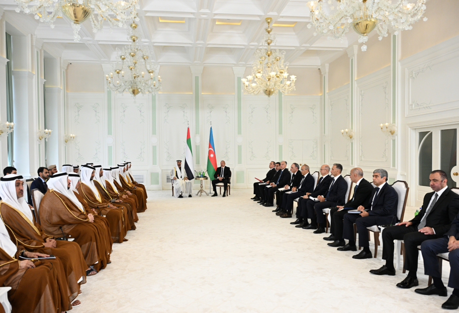 President Ilham Aliyev, UAE President hold expanded meeting, exchange signed documents (PHOTO)
