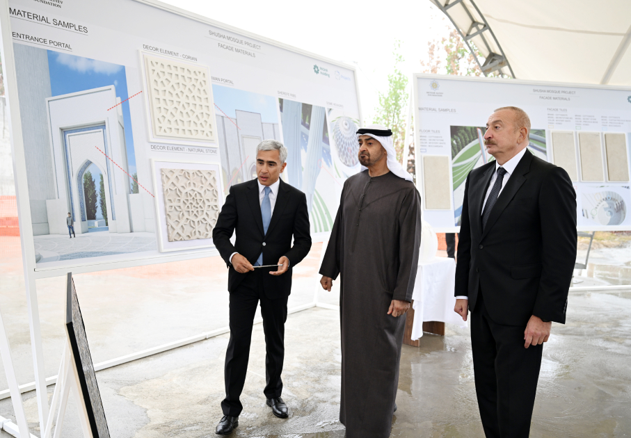 President Ilham Aliyev, UAE President review construction progress at New Shusha Mosque (PHOTO)