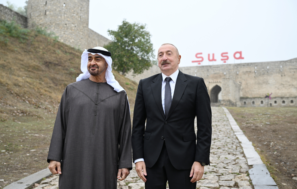 President Ilham Aliyev, UAE President photographed in front of Shusha Fortress (PHOTO)