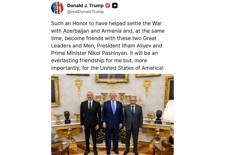 Trump shares another post about Azerbaijan: It will be an everlasting friendship for me